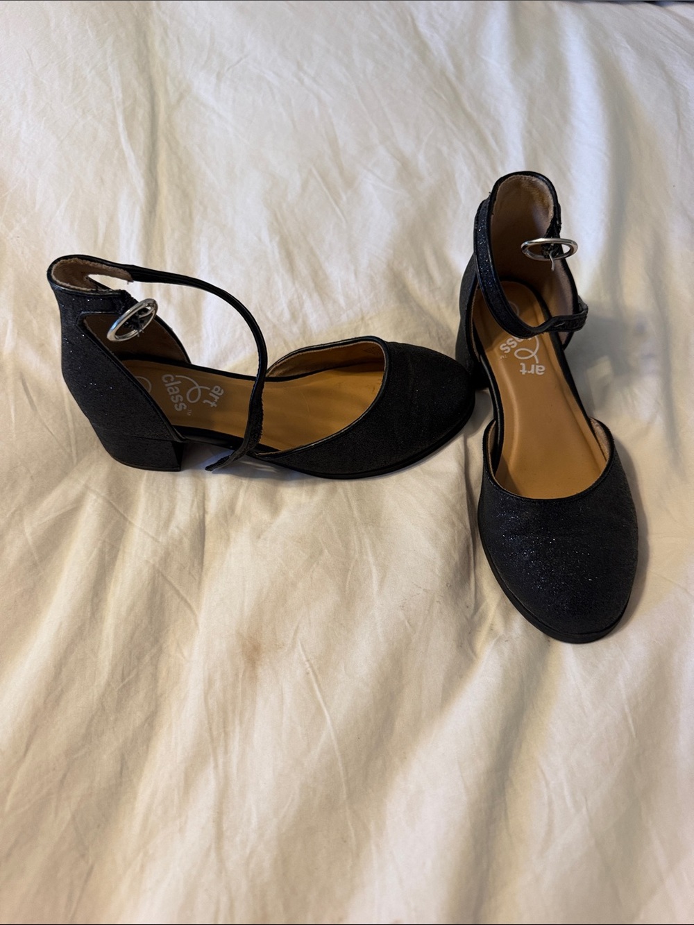 art class Black Girls' Ankle-Strap Low Block Heel Dress Shoes